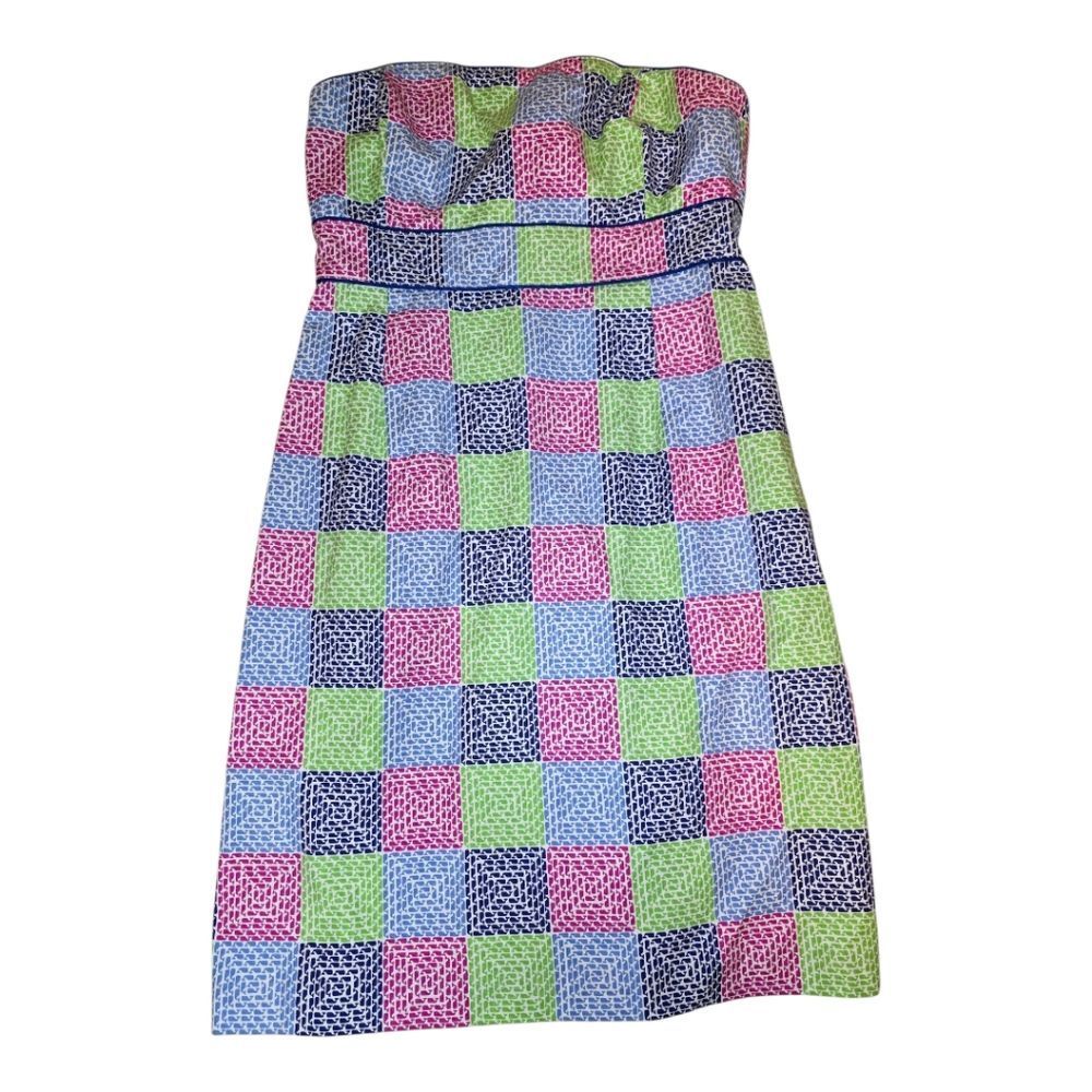 VINEYARD VINES Whale Patchwork Print Aurora Strapless‎ Dress - Size 6